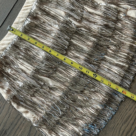 Francesca’s Clarette Tiered Mini Skirt with Sequins Champagne Color Cruise Wear - Picture 6 of 7